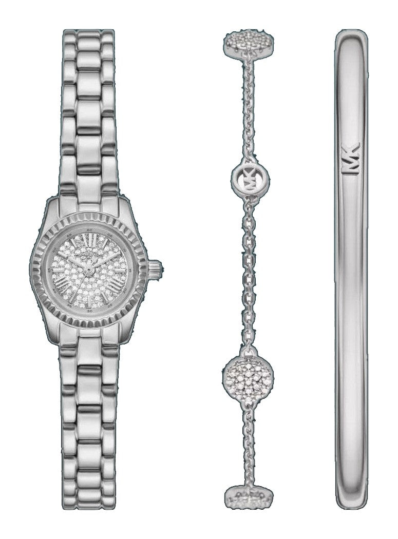 Lexington Petite Crystal Pave Dial Silver Stainless Steel Bracelet 13mm Crystal Pave Dial