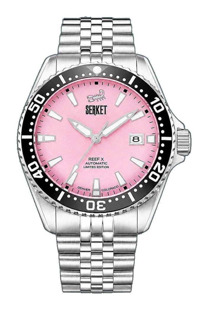 Reef X Diver Cotton Candy 43mm 5-Link Bracelet Pink Dial