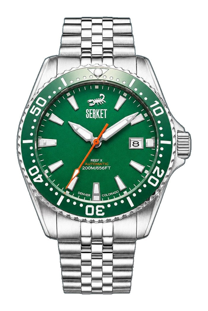 Reef X Diver Emerald Green 43mm 5-Link Bracelet Green Dial