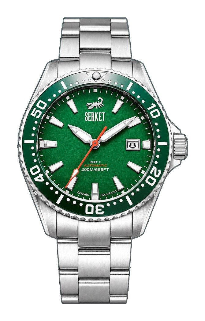 Reef X Diver Emerald Green 43mm 3-Link Bracelet Green Dial