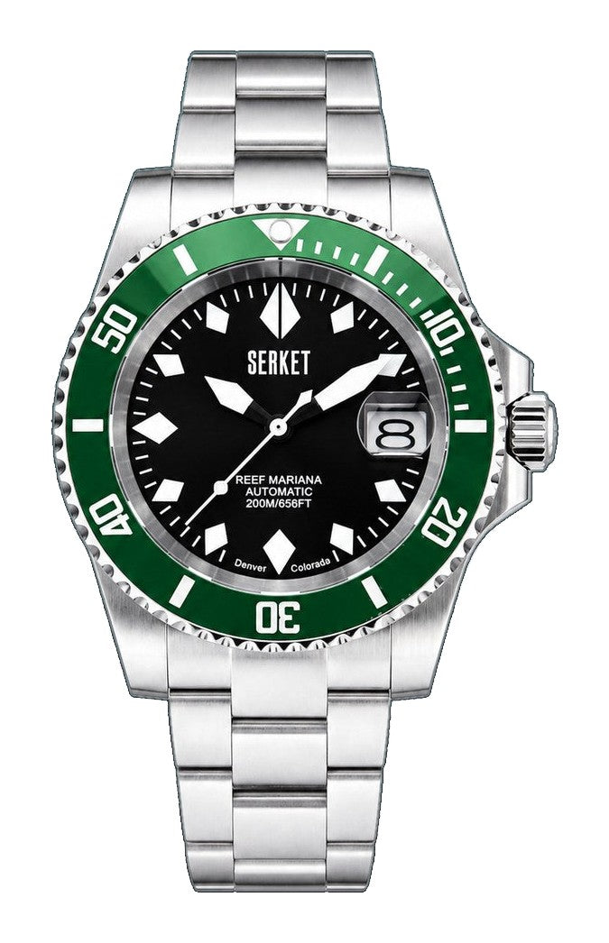 Reef Mariana Diver Black Dial Green Bezel 40mm Black Dial