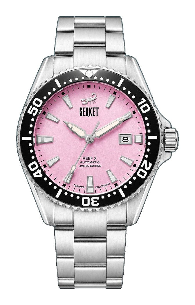 Reef X Diver Cotton Candy 43mm 3-Link Bracelet Pink Dial