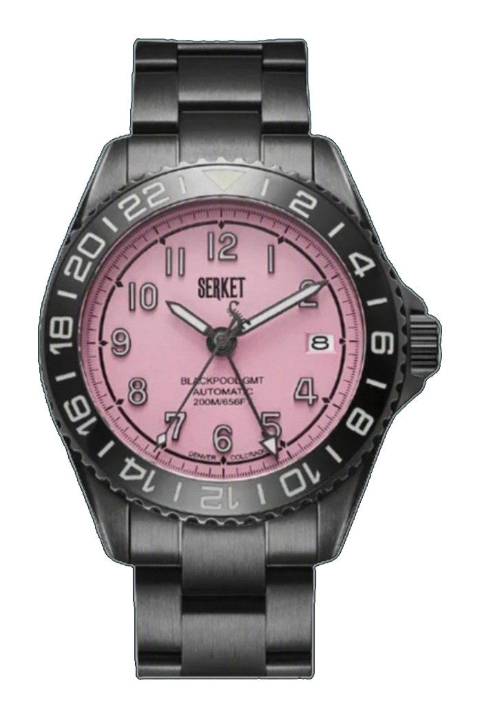 Blackpool GMT Cotton Candy Black DLC 40mm Pink Dial