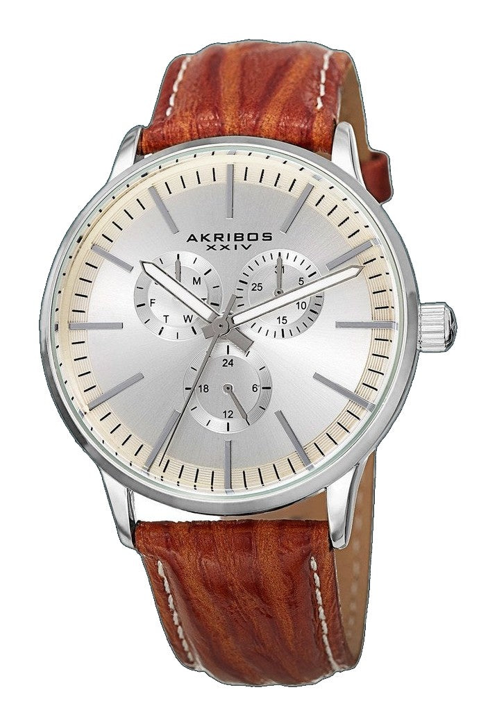 Omni Silver Tone/Silver Tone Alloy/Leather | Silver Dial