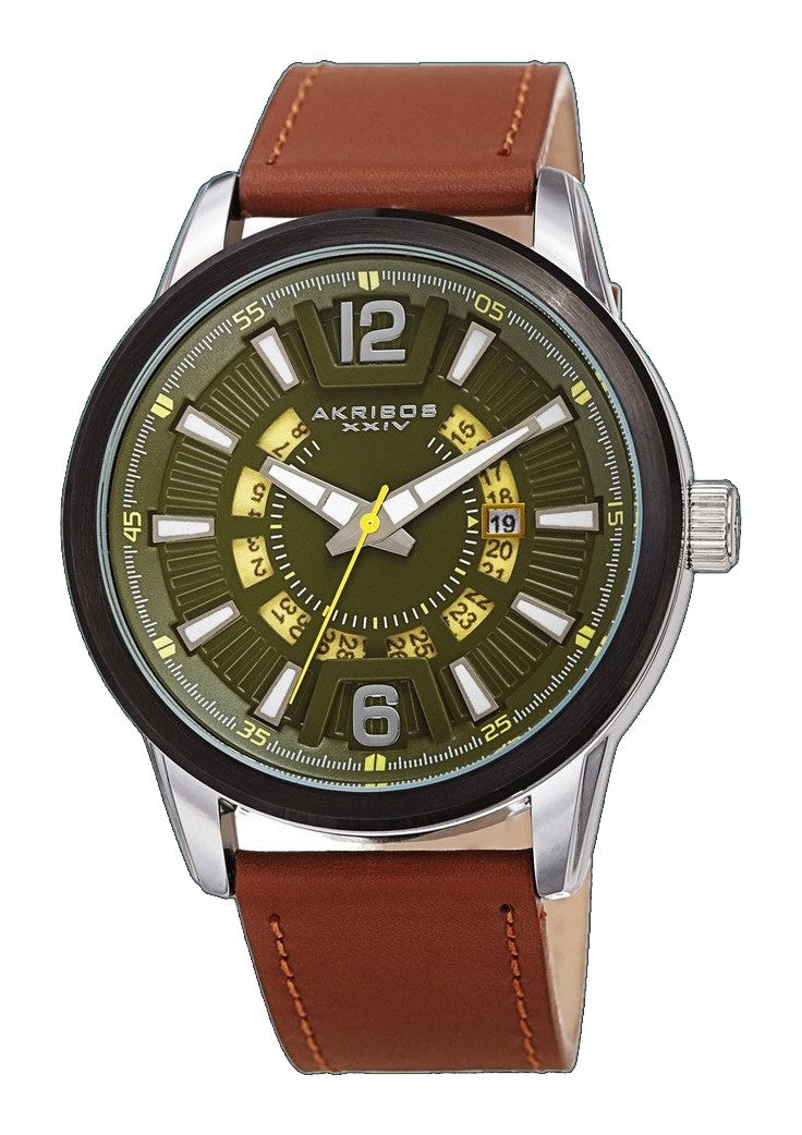 Aviator Silver/Leather | Green Dial