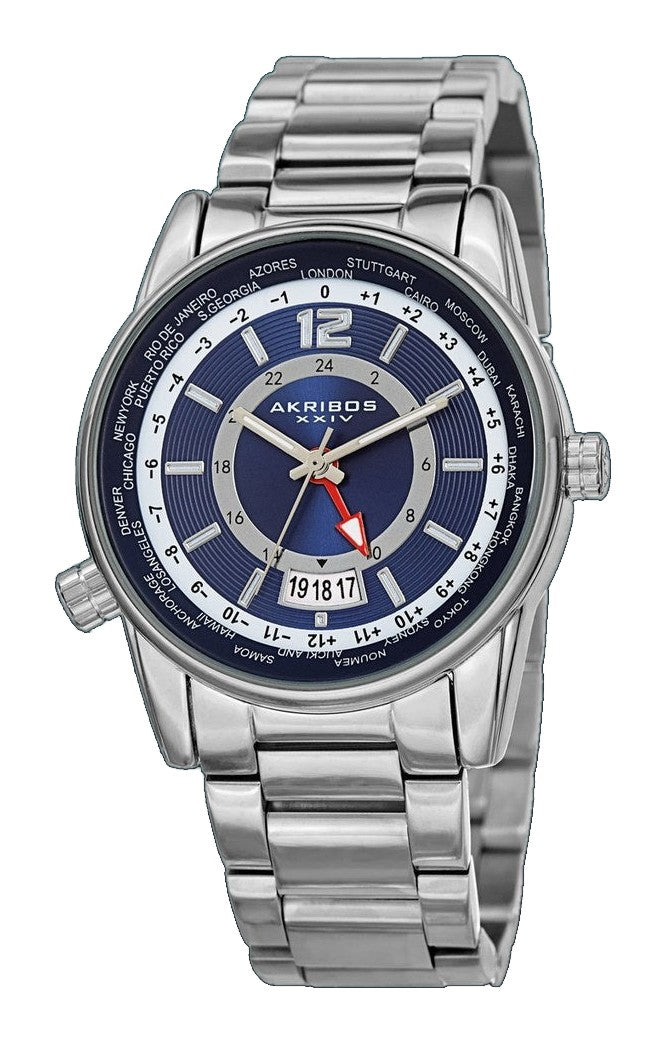 World Time Silver Tone/Stainless Steel | Blue Dial