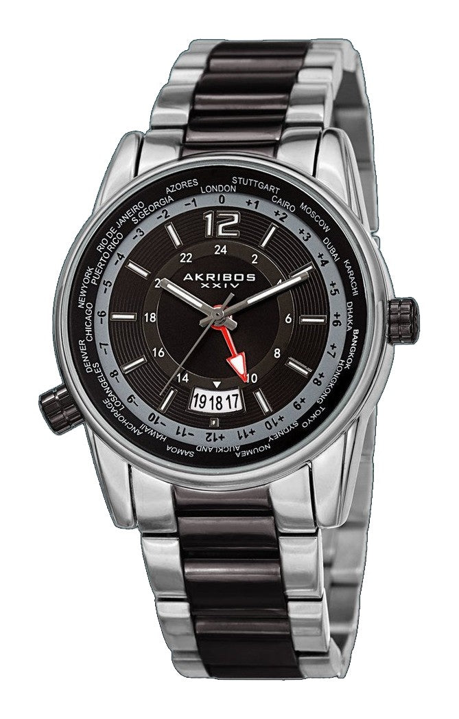 World Time Silver Tone/Stainless Steel | Black Dial