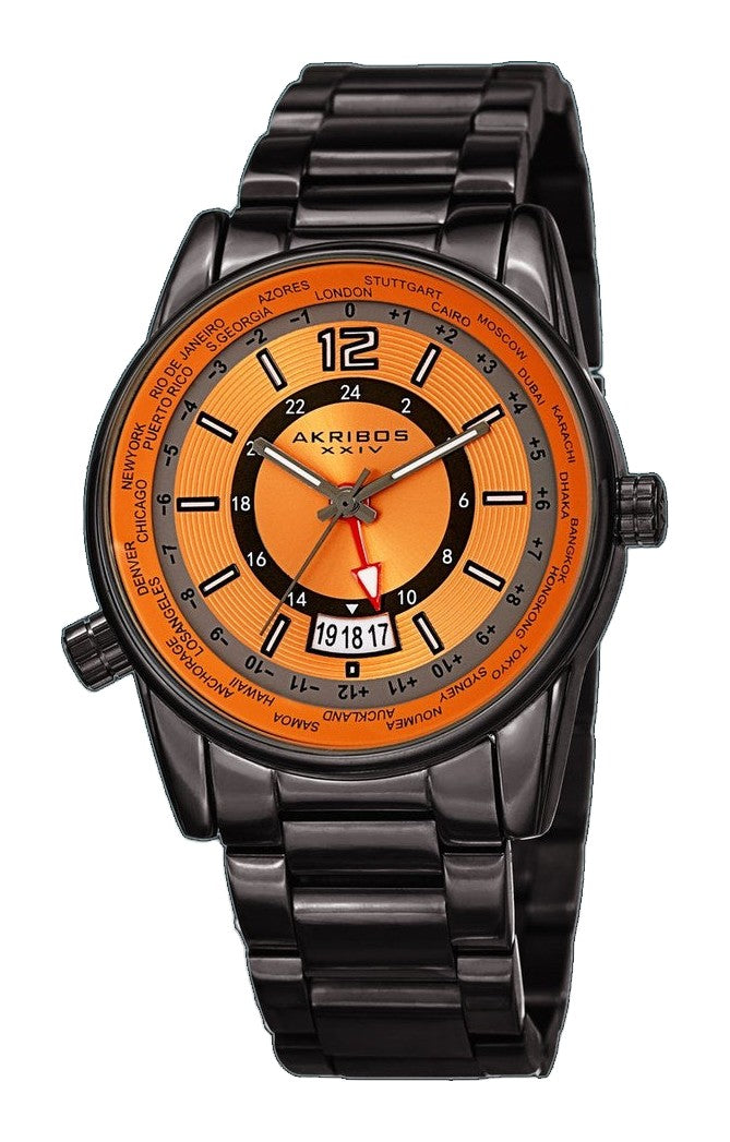 World Time Gray/Stainless Steel | Orange Dial