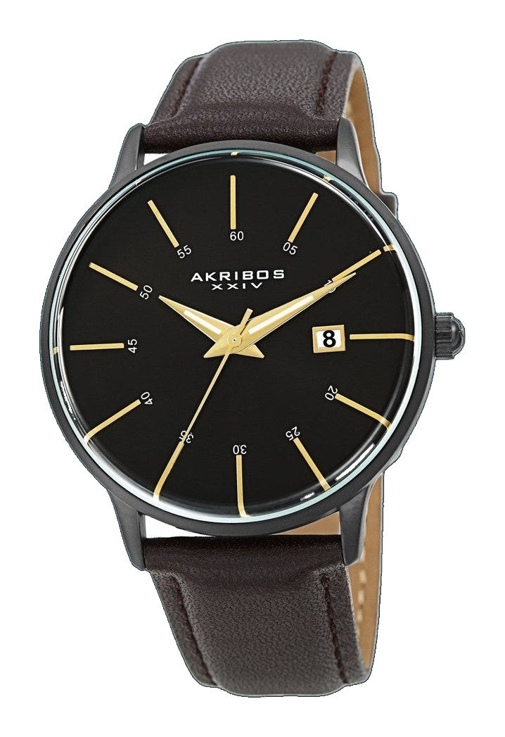 AK1104BK-S-Casual Black/Leather | Black Dial