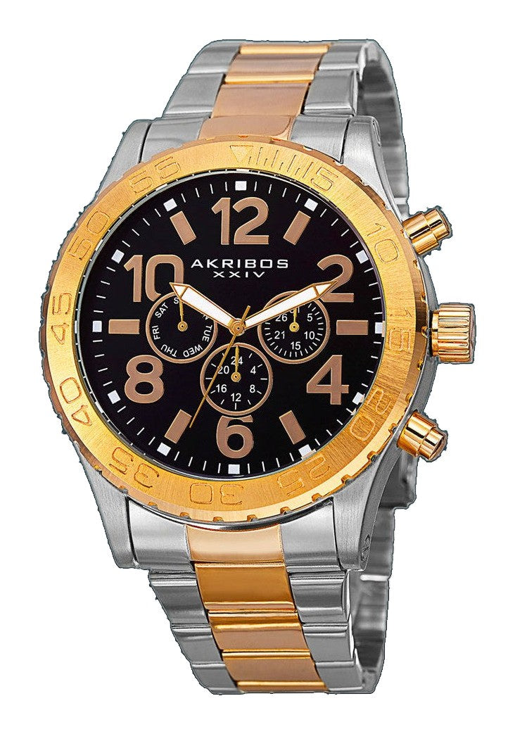 AK763TTG-Casual Silver/Gold/Stainless Steel | Black Dial