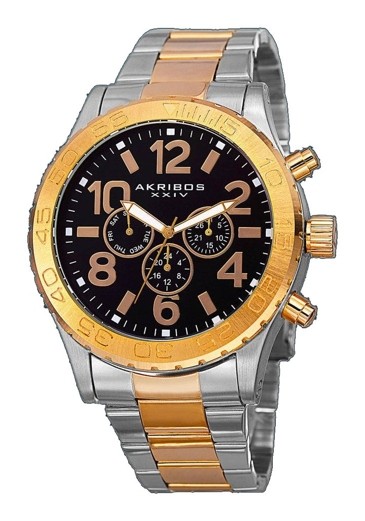 AK763TTG-Casual Silver/Gold/Stainless Steel | Black Dial