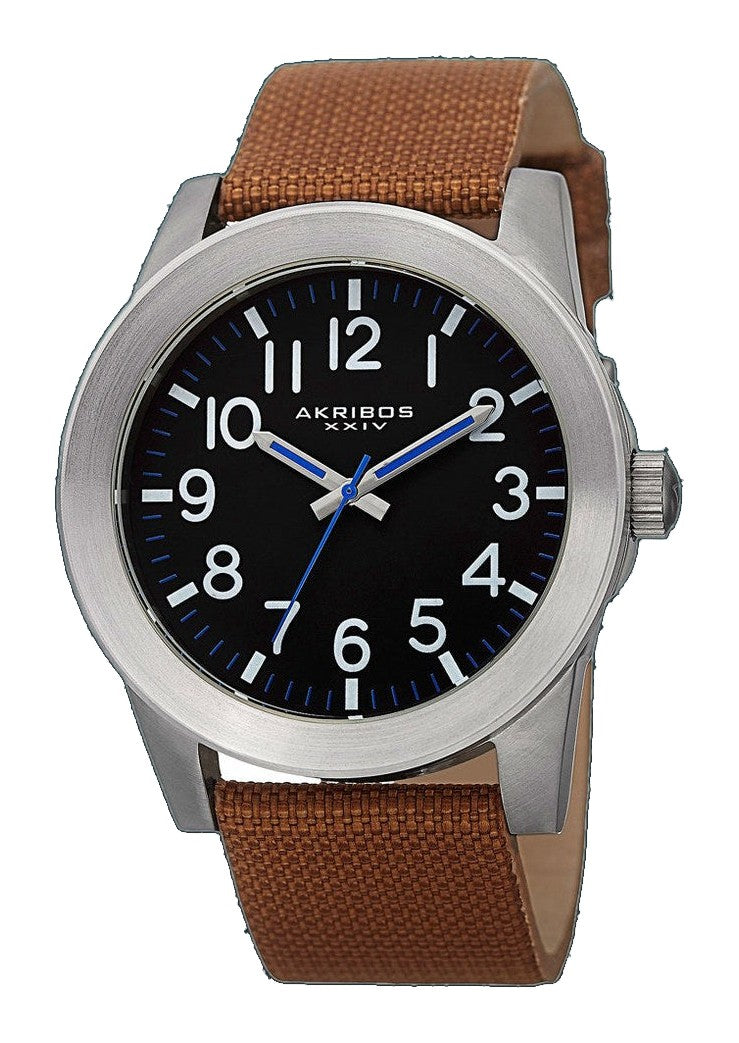 AK779SSBR-Casual Brown/CANVAS with Leather Backing | Black Dial
