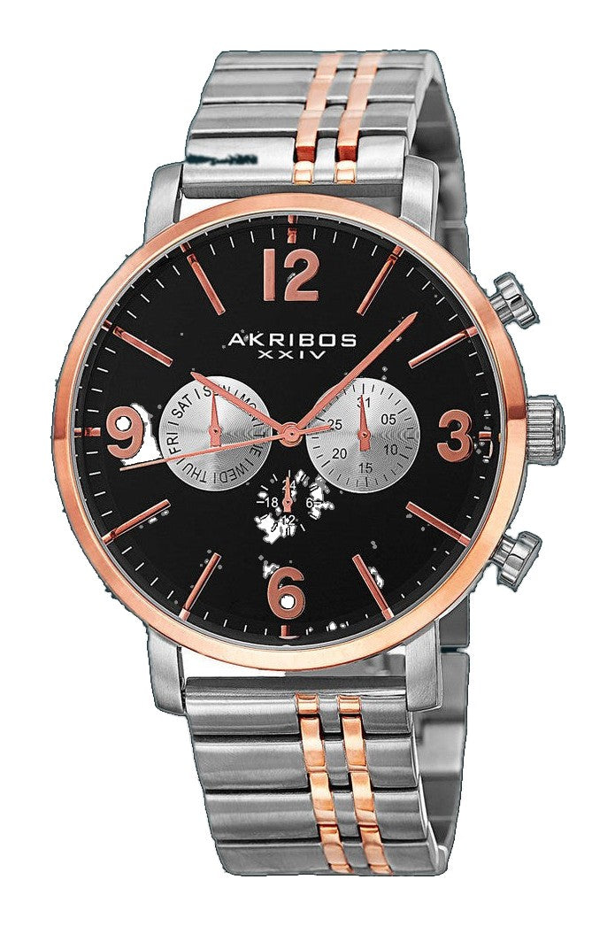 AK782TTR-Casual Steel, Rose Gold/Stainless Steel | Black Dial