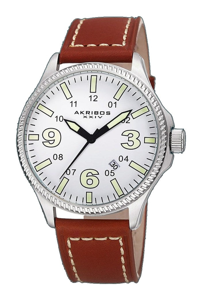 AK833SSBR-Casual Brown/Leather | White Dial
