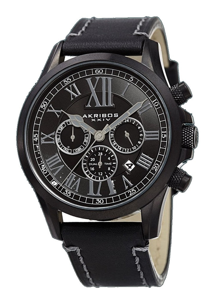 AK897BK-Casual Black/Leather | Black Dial