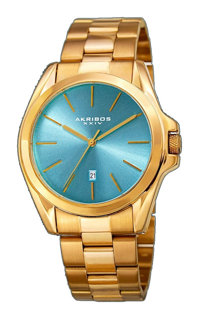 Casual-AK948YGTQ Gold/Stainless Steel | Blue Dial