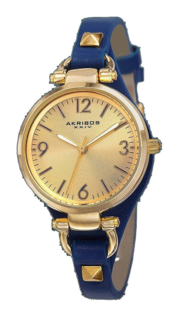 Casual-AK761BU Blue/Leather | Gold Dial