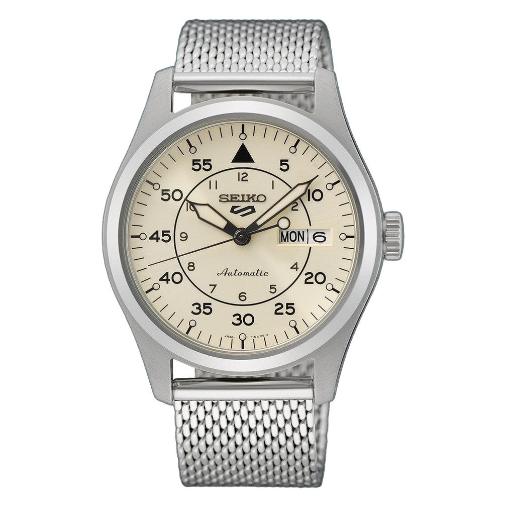 5 Sports Field Cream Dial / Steel Mesh Bracelet Cream White Dial