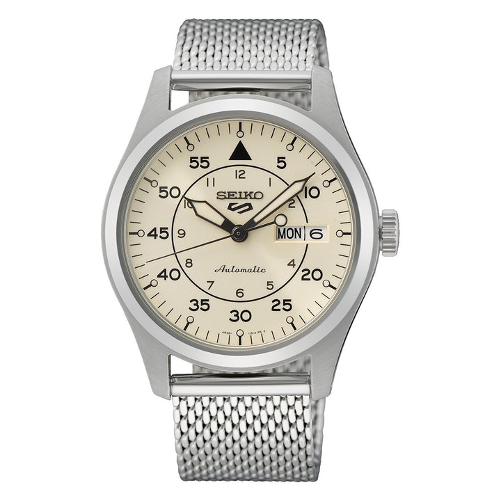 5 Sports Field Cream Dial / Steel Mesh Bracelet Cream White Dial
