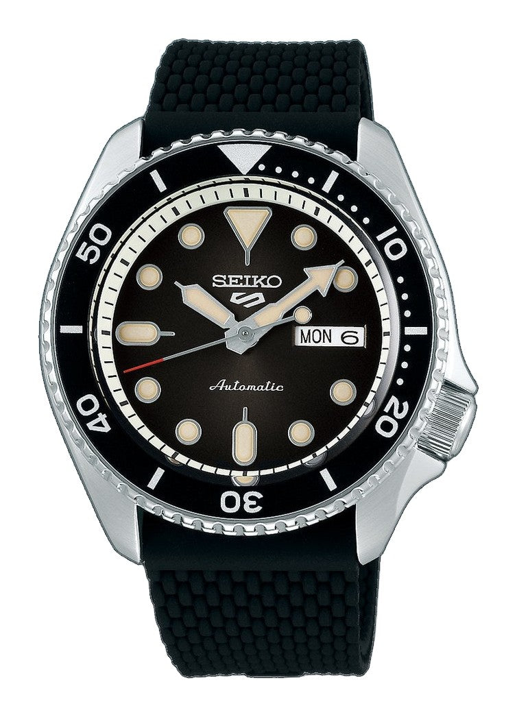 Seiko 5 Sports - Unidirectional Bezel Black Gradient Dial / Black Silicone Strap Black Gradient Dial