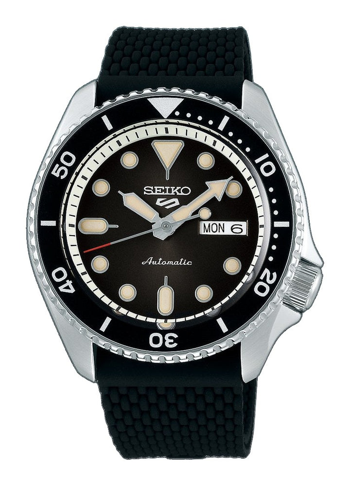 Seiko 5 Sports - Unidirectional Bezel Black Gradient Dial / Black Silicone Strap Black Gradient Dial