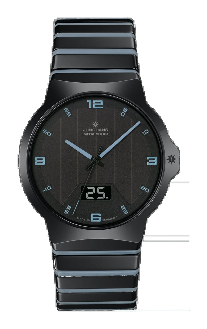 Force Mega Solar Black Ceramic / Ceramic Bracelet Black Dial