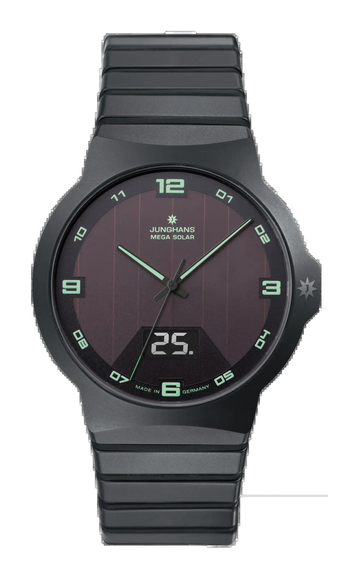 Force Mega Solar Black Ceramic / Ceramic Bracelet Black Dial