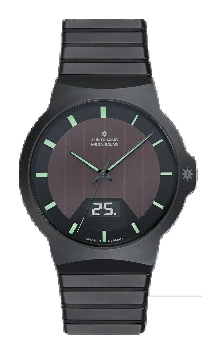 Force Mega Solar Black Ceramic / Ceramic Bracelet Black Dial