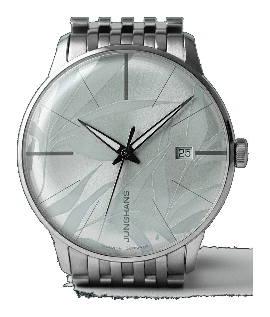 Meister Automatic Silver Bamboo Leaf Dial / Stainless Steel Bracelet Silver Dial