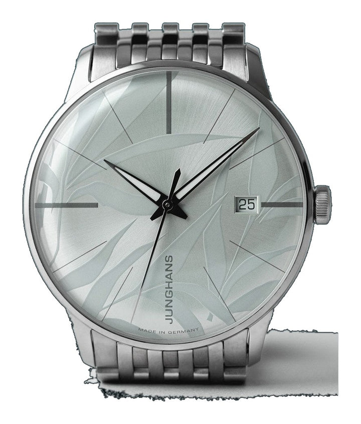 Meister Automatic Silver Bamboo Leaf Dial / Stainless Steel Bracelet Silver Dial