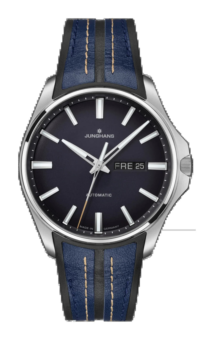 Meister S Automatic Midnight Blue Dial / Blue-Black Rubber-Leather Strap Midnight Blue Dial