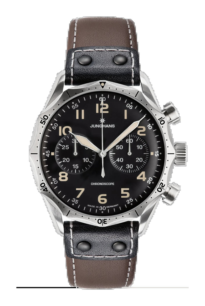 Pilot Chronoscope Black Dial / Riveted Brown and Black Leather Strap Black Dial