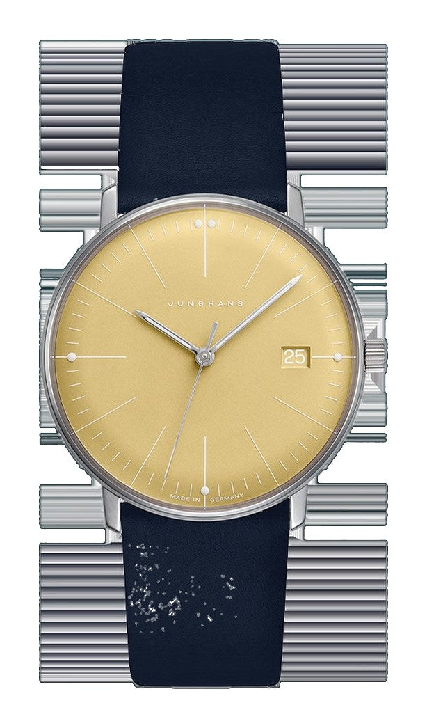 Max Bill Damen Yellow Dial / Blue Leather Strap Yellow Dial