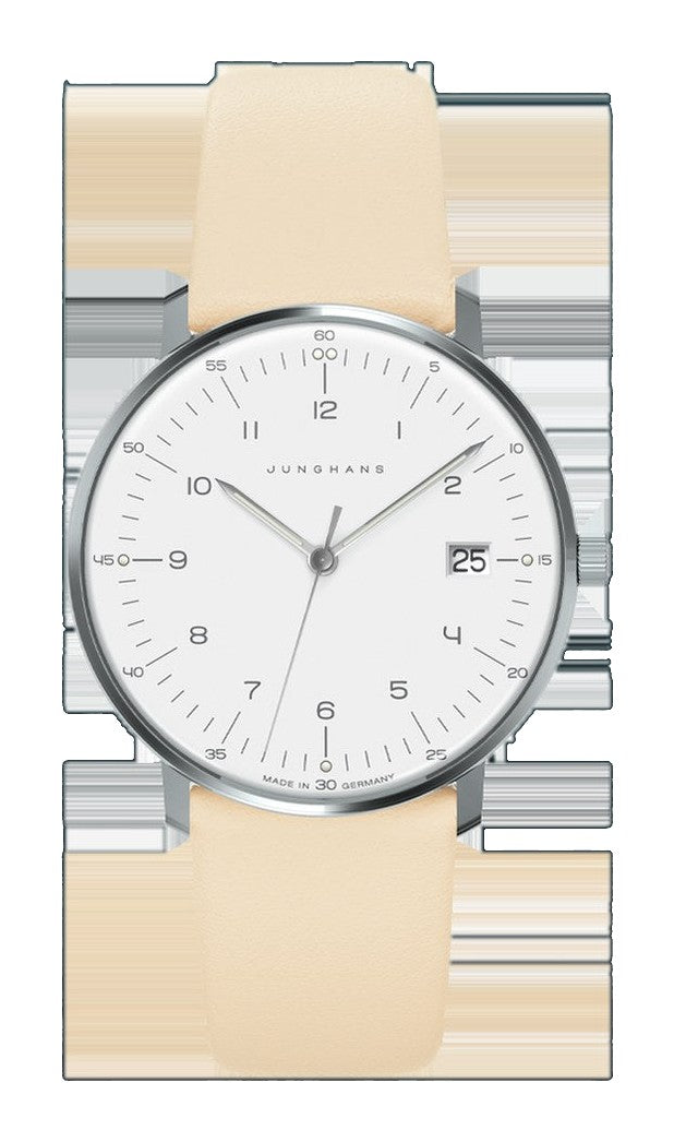 Max Bill Damen White Dial / Cream Leather Strap White Dial