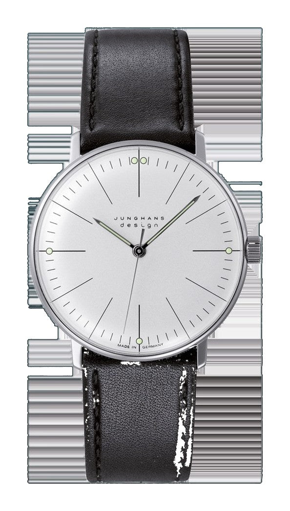 Max Bill Handaufzug Silver Dial / Black Leather Strap Silver Dial