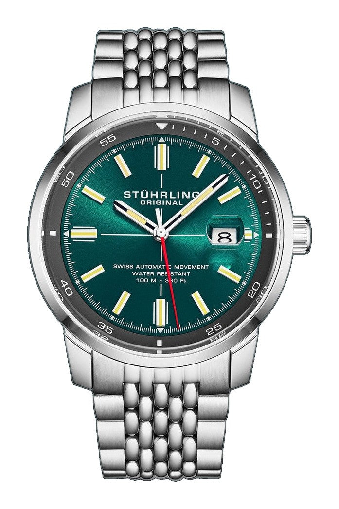 Trackmaster 1026 Automatic Men’s 42mm Sunray Teal Dial/Gray Inner Ring/Stainless Steel Bracelet