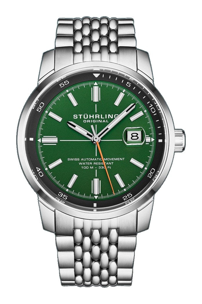 Trackmaster 1026 Automatic Men’s 42mm Matte Green Dial/Black Inner Ring/Stainless Steel Bracelet