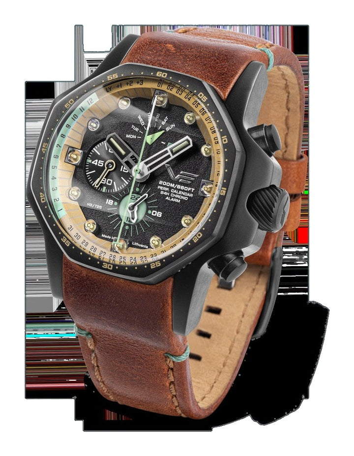 Atomic Age Oppenheimer Black Dial / Brown Leather Strap Black Dial