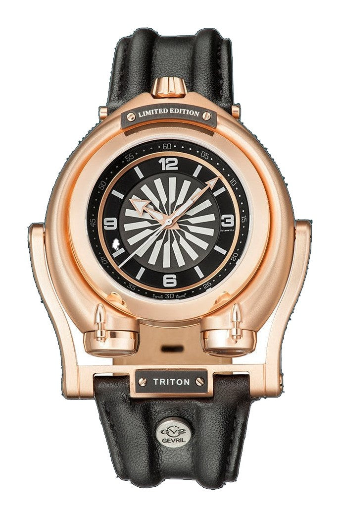 Triton GV2 by Gevril Triton Automatic Swiss Made Triton swinging lugs watch Black Rose Gold