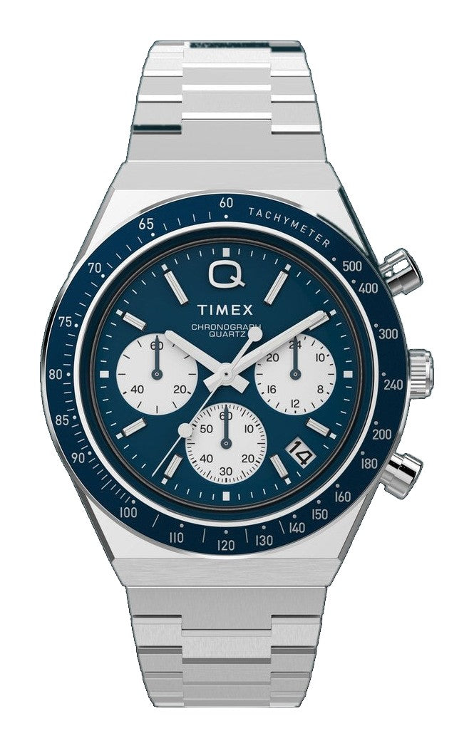 Q TIMEX Stainless Steel / Stainless Steel | Blue Dial