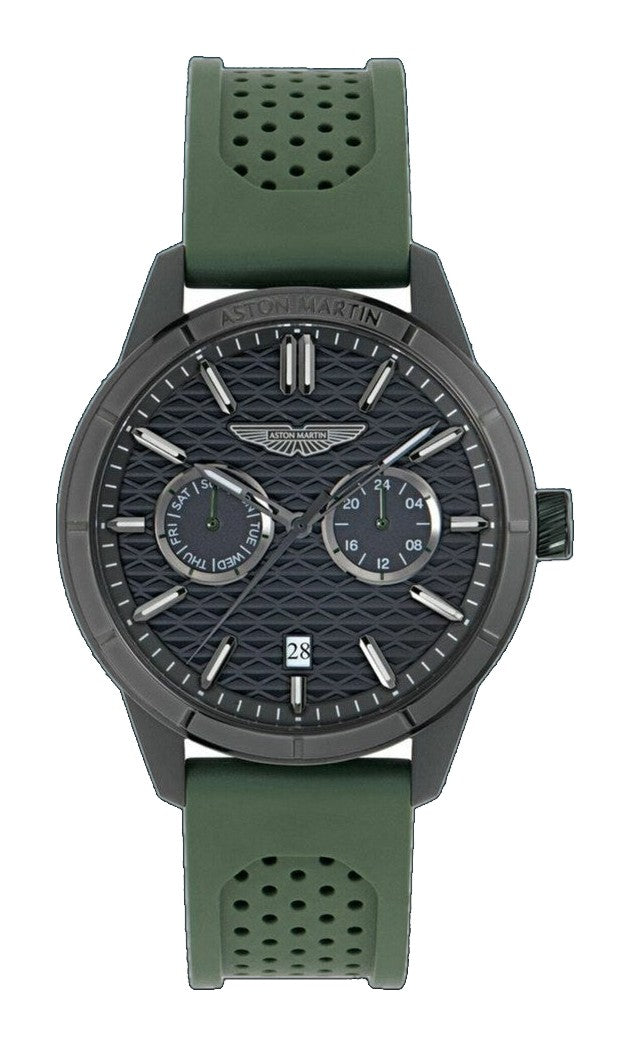 HDL Black IP/Green Silicone Strap Black Dial