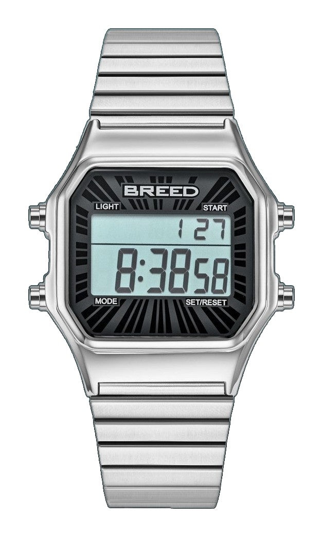 Terra Digital Watch w/ Backlight/Timer Silver Black Dial