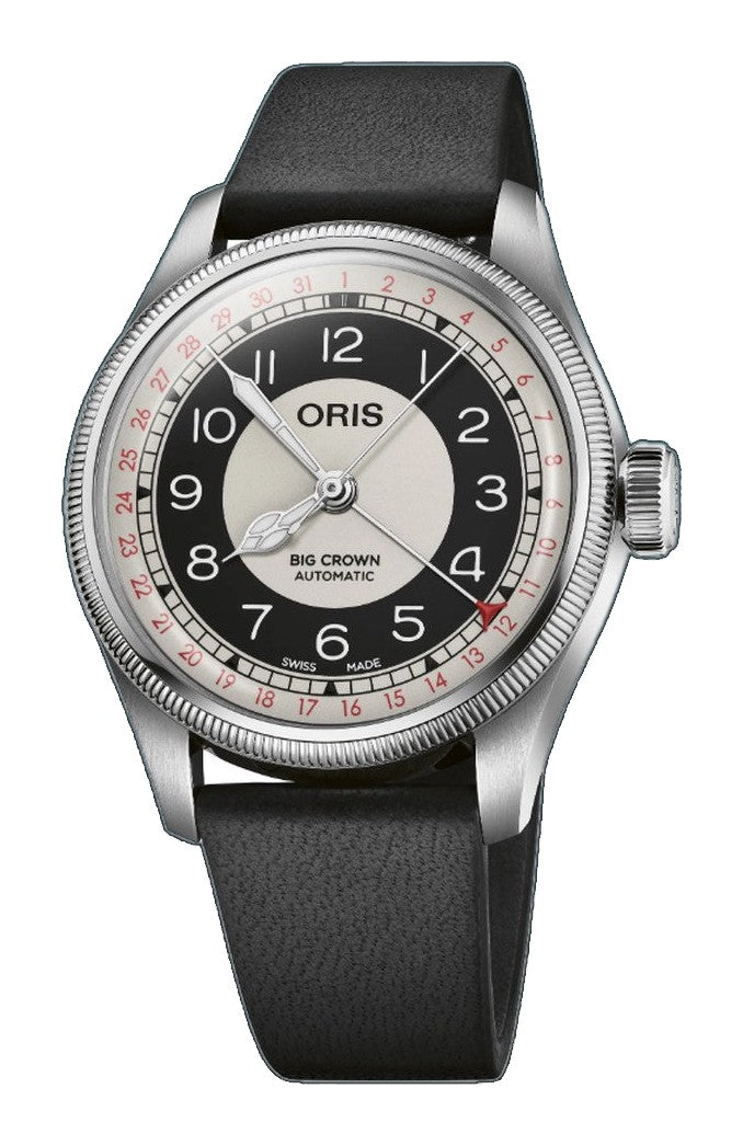 Big Crown Pointer Date Bullseye Black & White/Black Leather Black-White Dial