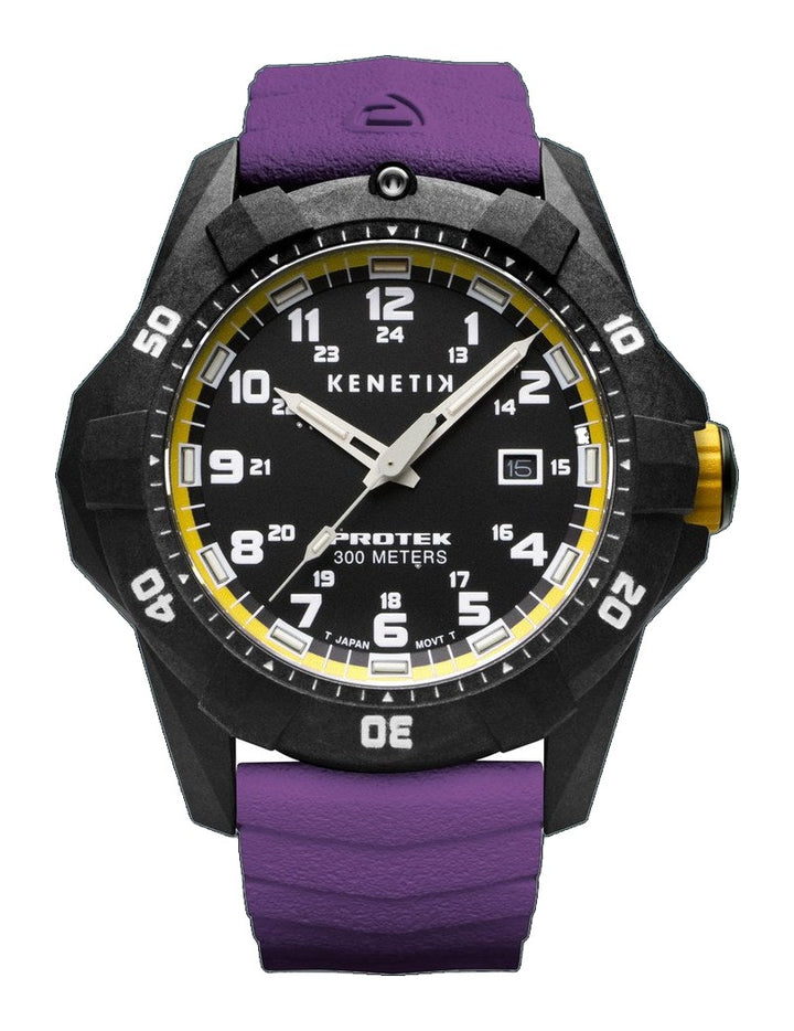 Kenetik Carbon Composite Dive CARBON CASE/BLACK&YELLOW DIAL/PURPLE STRAP Black-Yellow Dial