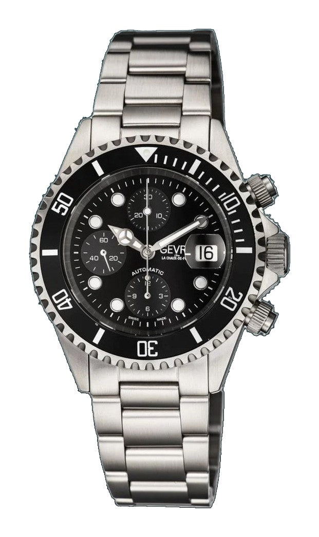 Wall Street Gevril Sellita SW500 Automatic Swiss Made Chronograph Ceramic Bezel Black | Black Dial