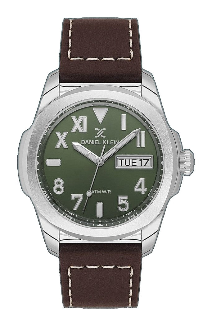 Premium Leather Aviator 5 ATM Brown / Green Dial Green Dial