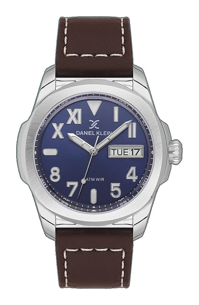 Premium Leather Aviator 5 ATM Brown / Blue Dial Blue Dial
