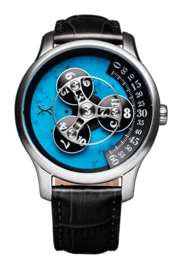 Triptych Automatic Wandering Hour Stone Edition Turquoise Blue Dial