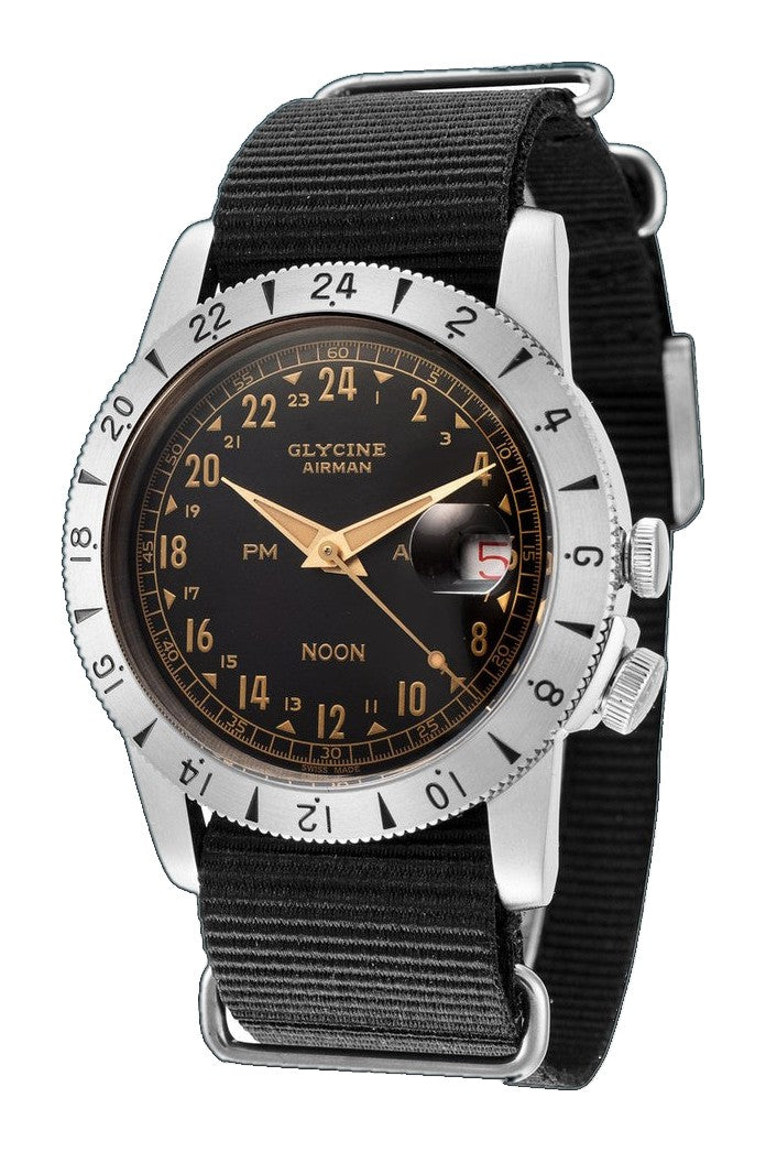 Glycine 40mm / Black / Black | Black Dial