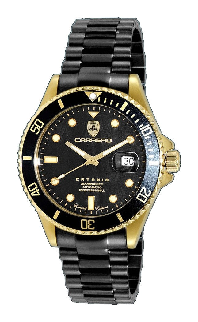 CATANIA -PD GOLD TONE/IP-BLACK Black Dial